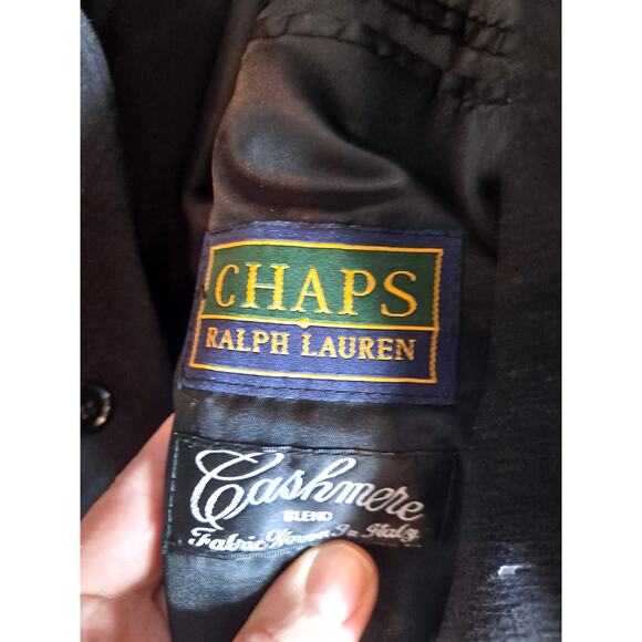 Chaps x Ralph Lauren Men's Black Cashmere‎ Blend Trench Coat Size - Picture 7 of 10